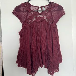 Free People Burgundy Red Lace Top size XS